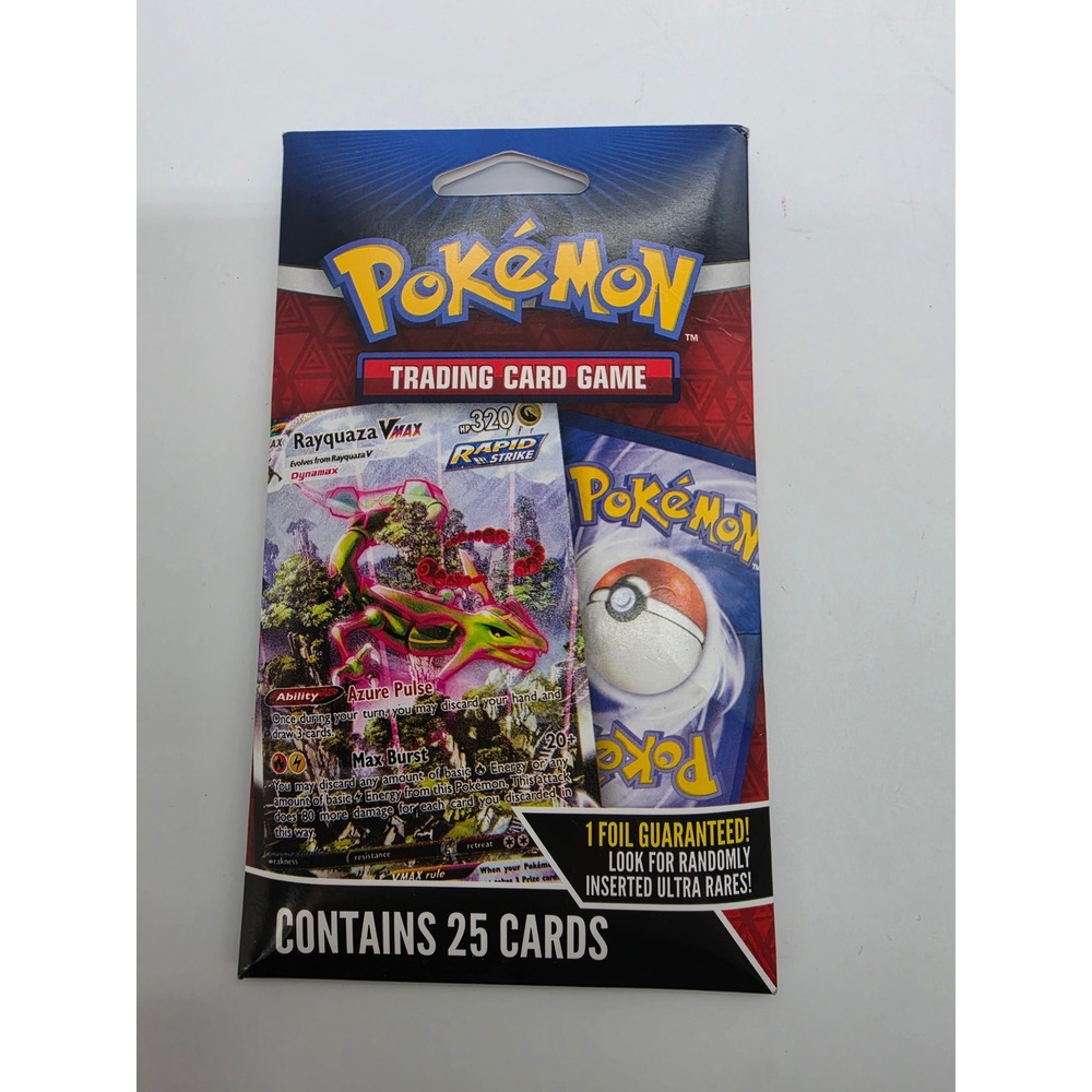 Pokemon Trading Card Game 25 Card Pack 1 Foil Guaranteed Rayquaza VMAX Art 2024